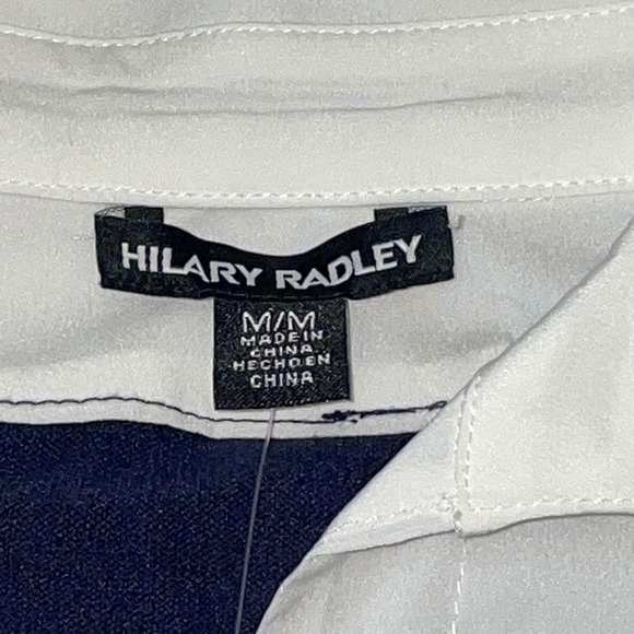 Hilary Radley Womens‎ Medium M Striped V Neck Pullover Sweater Shirt Collar - Picture 2 of 13